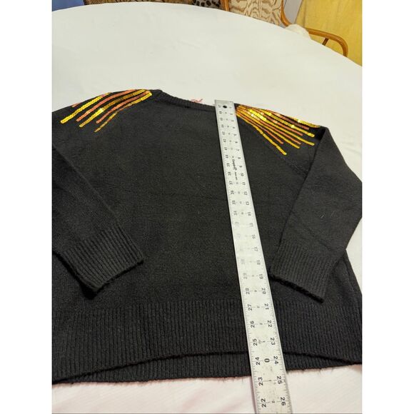 NWT Entro Black Long Sleeve Sequin Starburst Sweater Size Small New - Picture 10 of 10